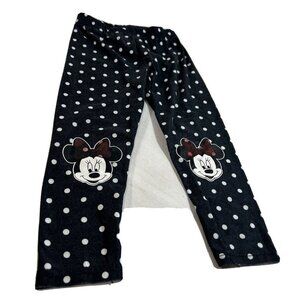 Disney Minnie Mouse Baby Leggings Black With White Polka Dots Size 2T
